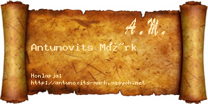 Antunovits Márk névjegykártya
