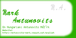 mark antunovits business card